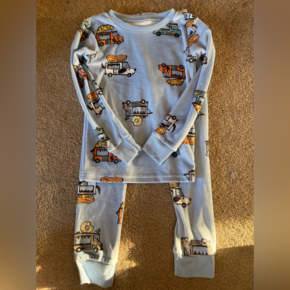 Carters Kids Food Truck velour soft Pajama Set - Blue